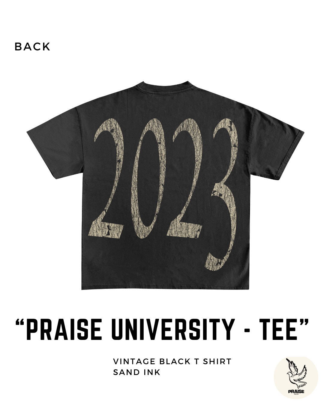 Praise University "Revival is Now" Christian Tee – Vintage Black Faith Shirt - Sand Print