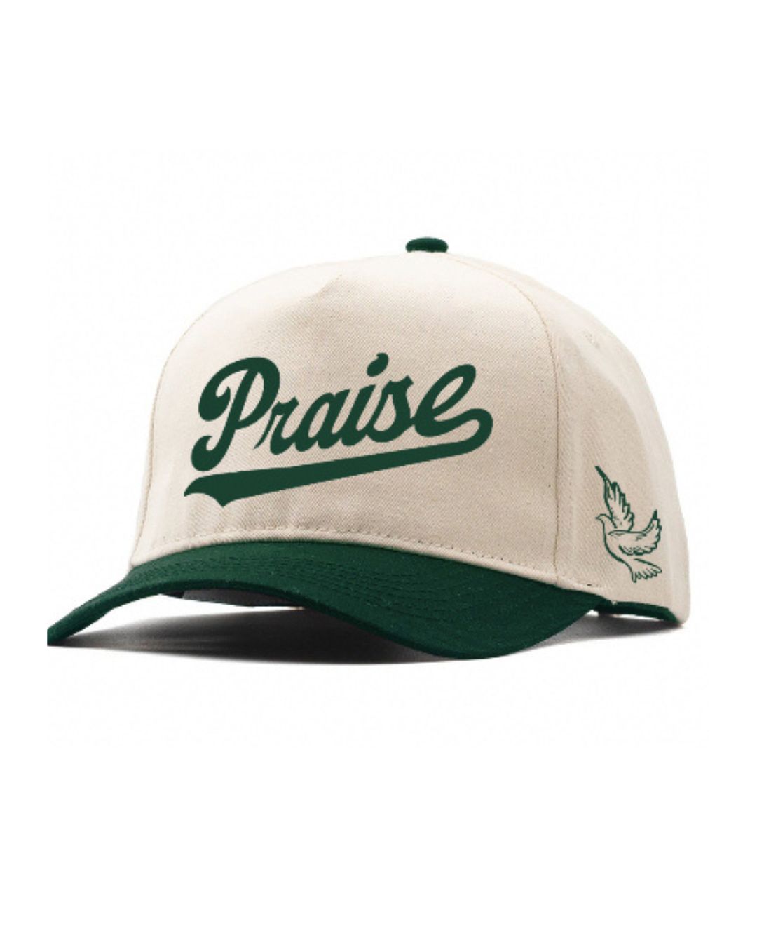 Praise Hat - Christian Embroidered A Frame Cap | Faith-Inspired “Praise” Font & Dove Icon - Snapback