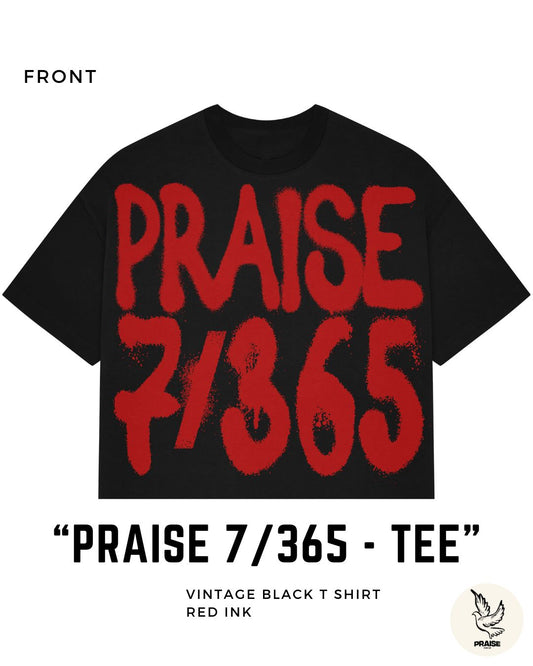 Praise 7/365 “Rob Hell Fill Heaven” Christian Tee – Vintage Black Faith Shirt - Red Print