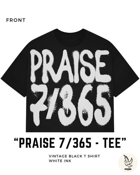 Praise 7/365 “Rob Hell Fill Heaven” Christian Tee – Vintage Black Faith Shirt - White Print