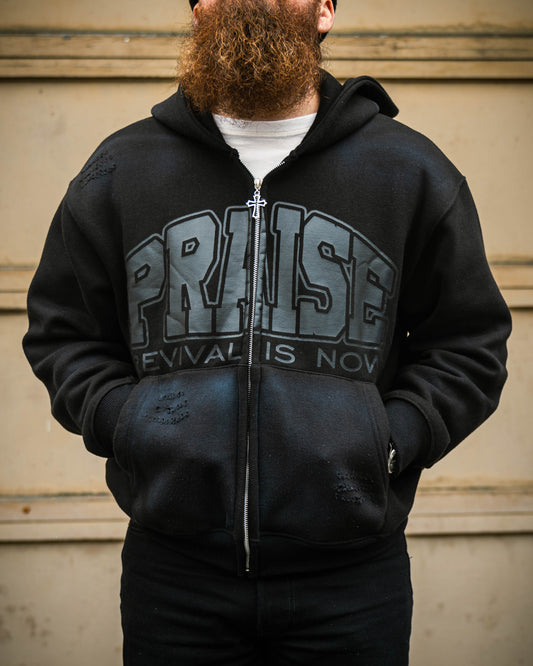 Revival Zip Up Hoodie – Black