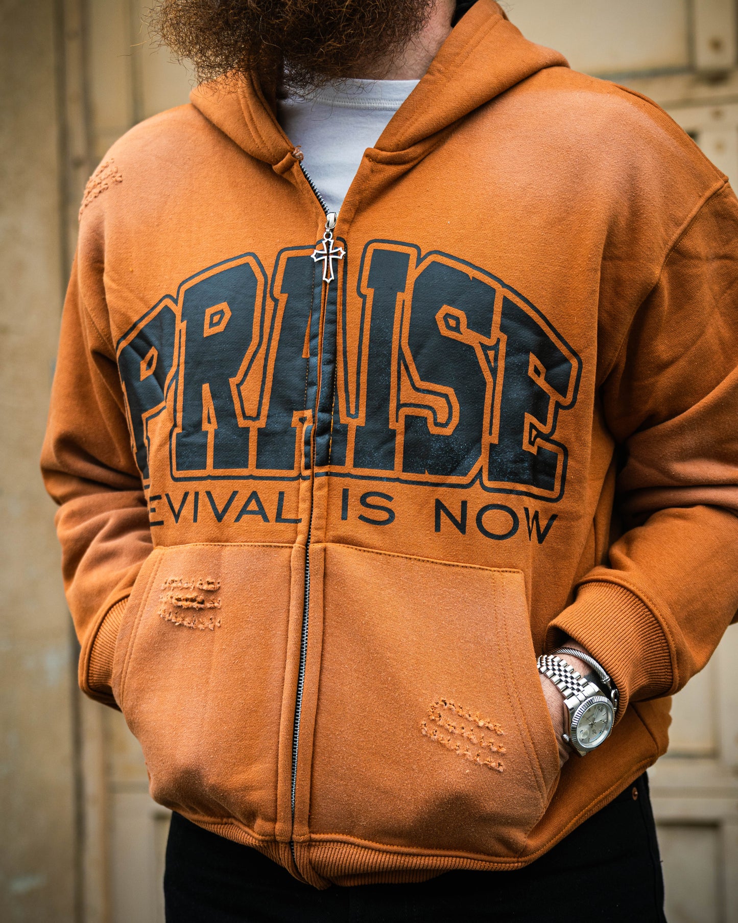 " Revival " Zip Up Hoodie – Brown