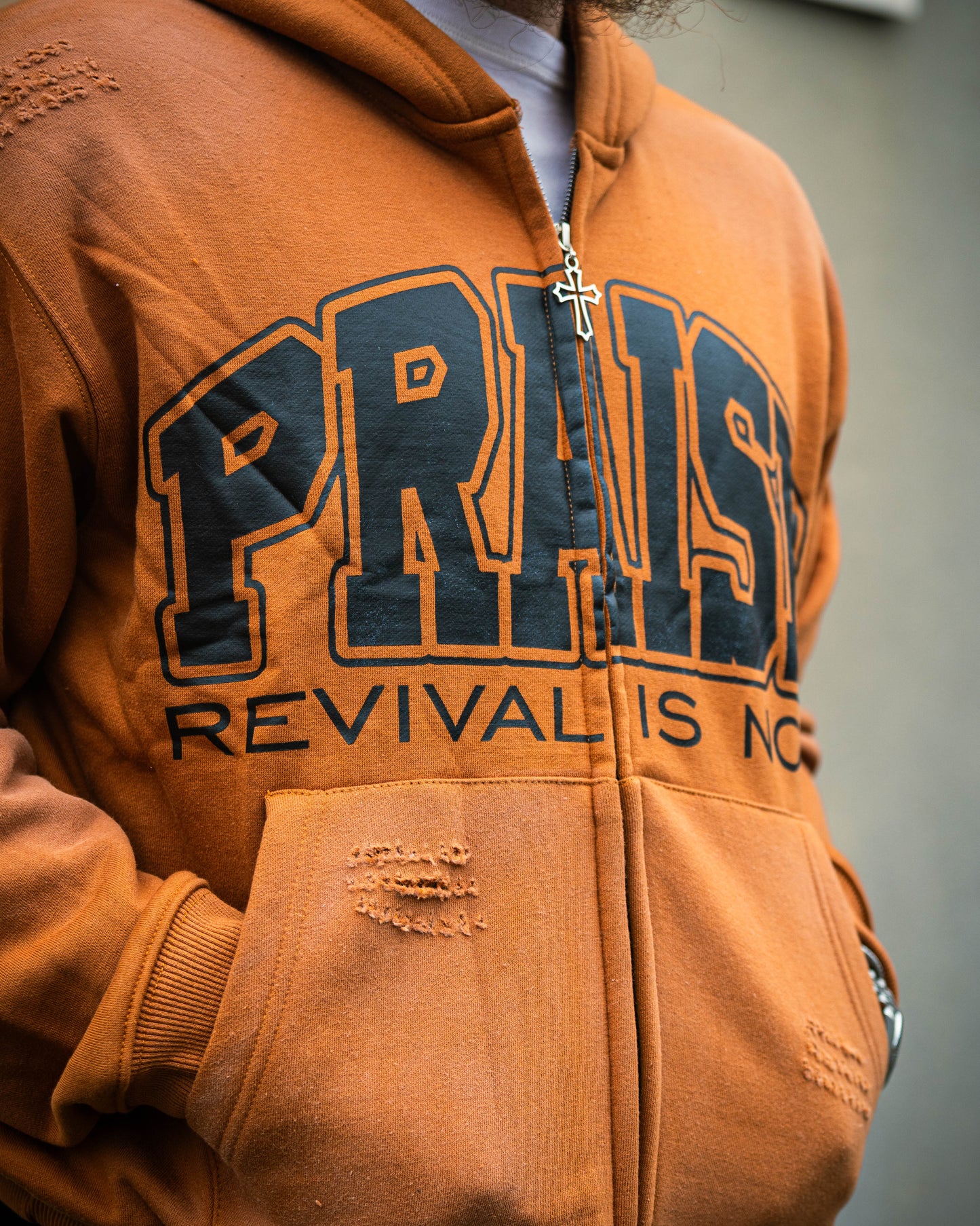 " Revival " Zip Up Hoodie – Brown
