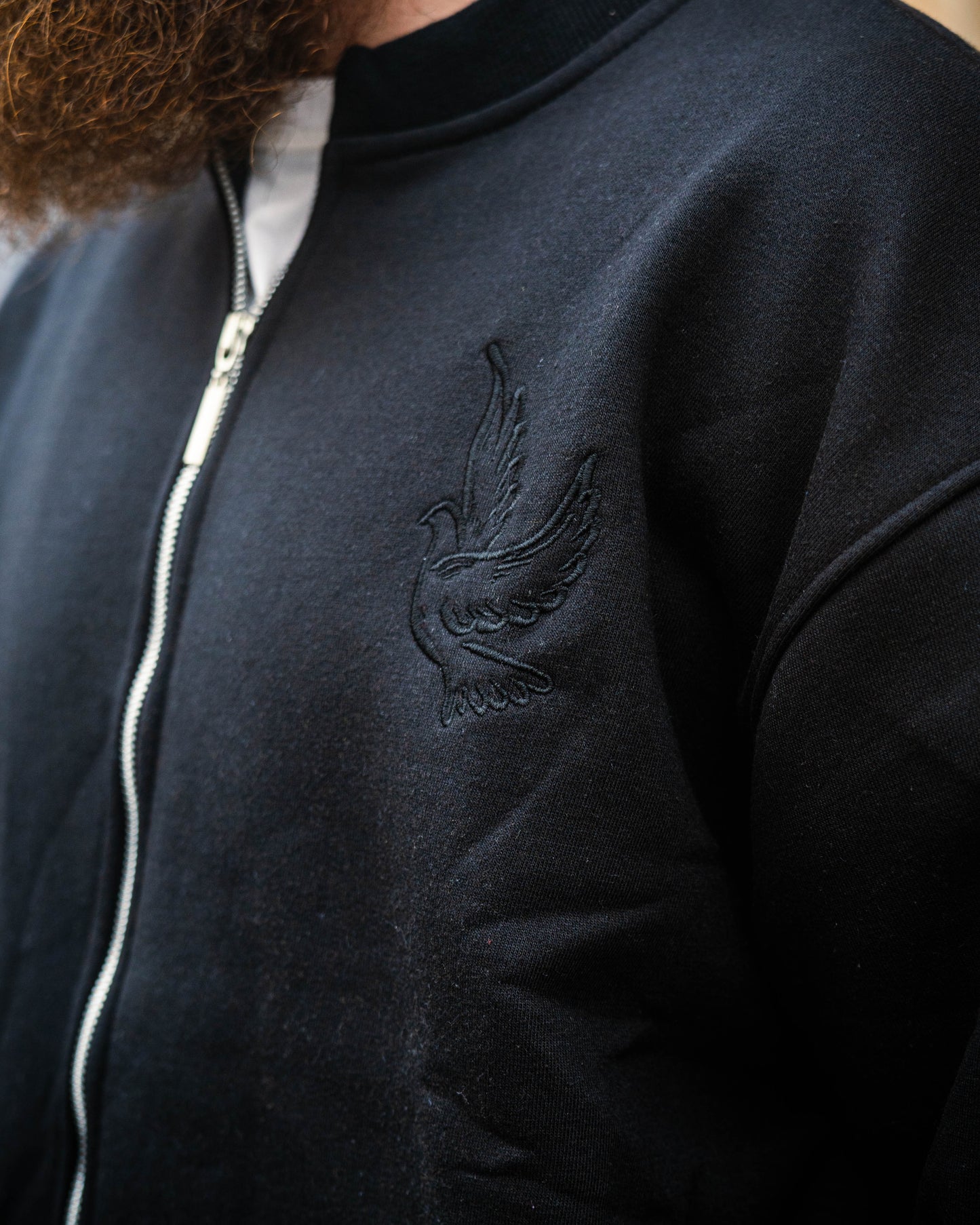 Holy Ghost  Zip Up Crew Neck - Black