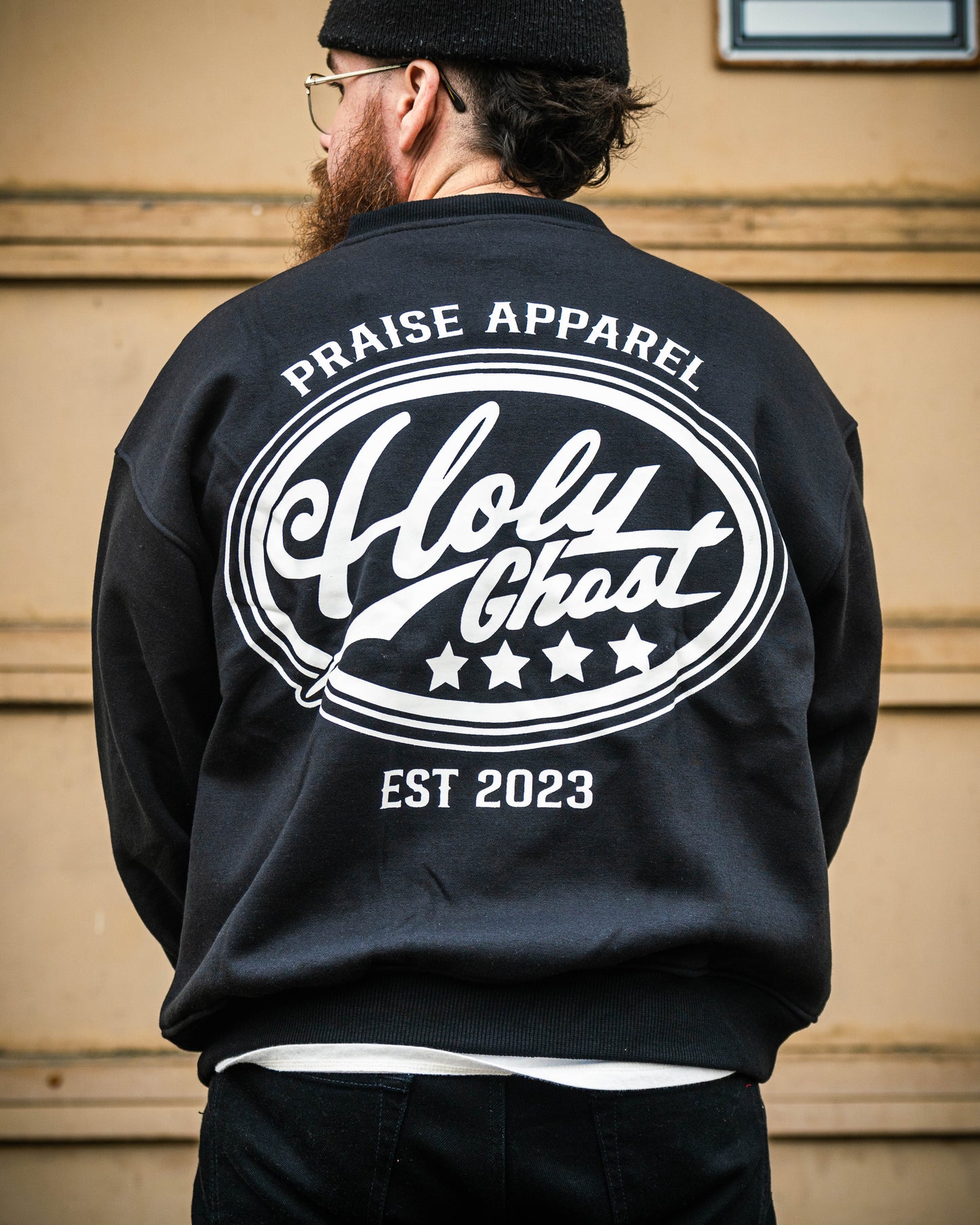Holy Ghost  Zip Up Crew Neck - Black