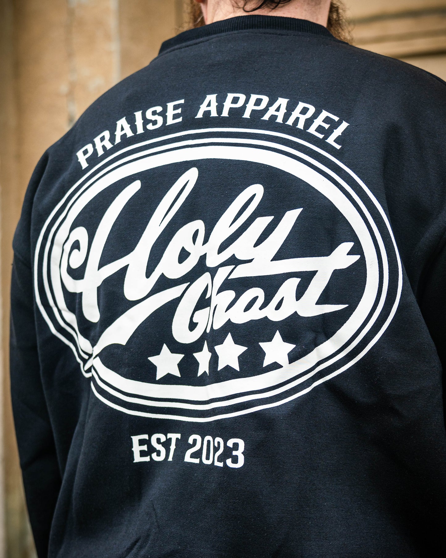 Holy Ghost  Zip Up Crew Neck - Black