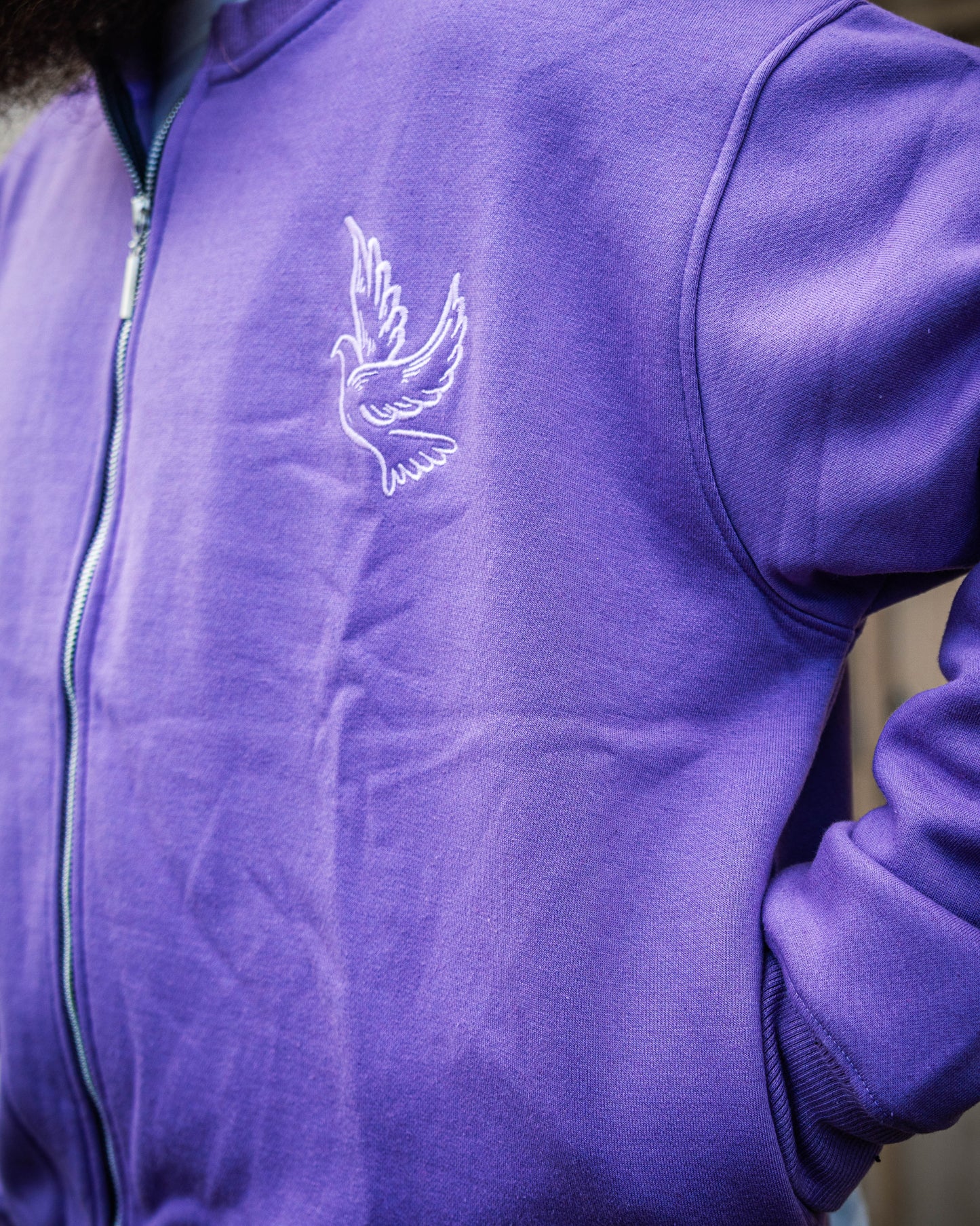 Holy Ghost  Zip Up Crew Neck - Purple