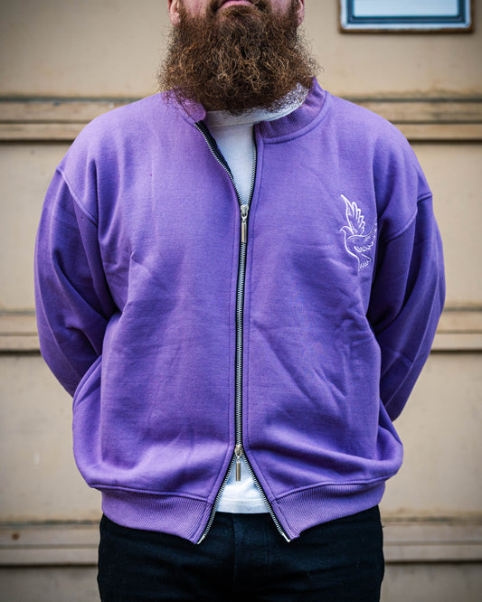 Holy Ghost  Zip Up Crew Neck - Purple