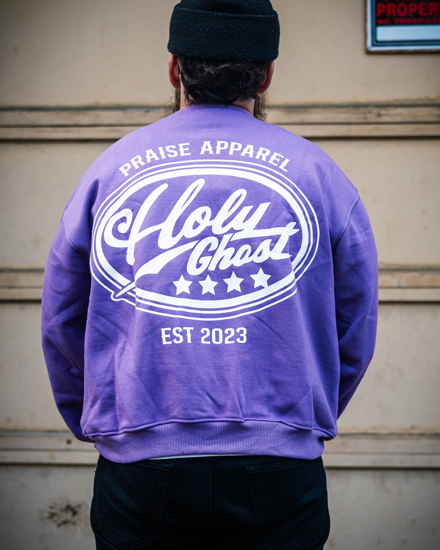 Holy Ghost  Zip Up Crew Neck - Purple