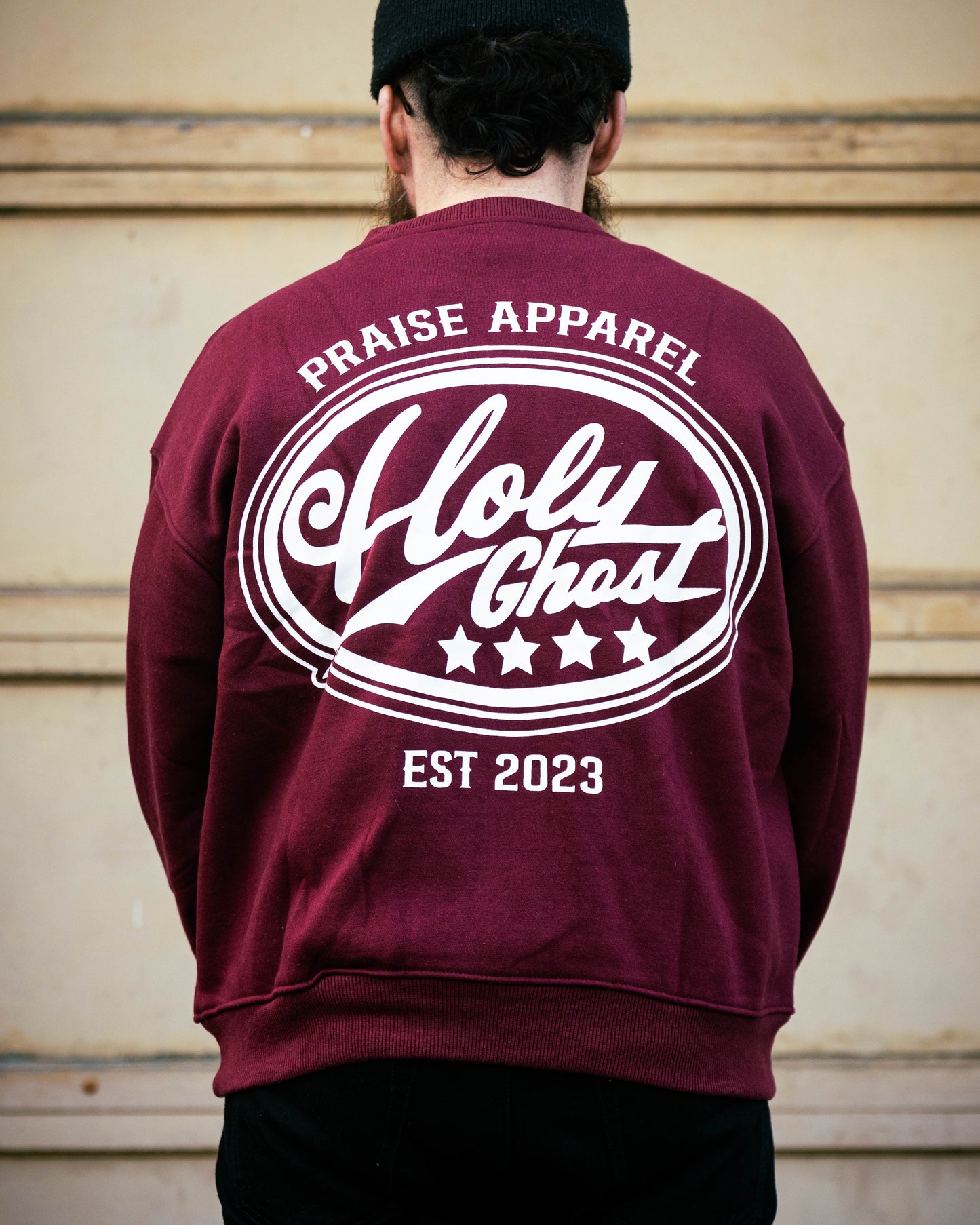 " Holy Ghost "  Zip Up Crew Neck - Burgundy