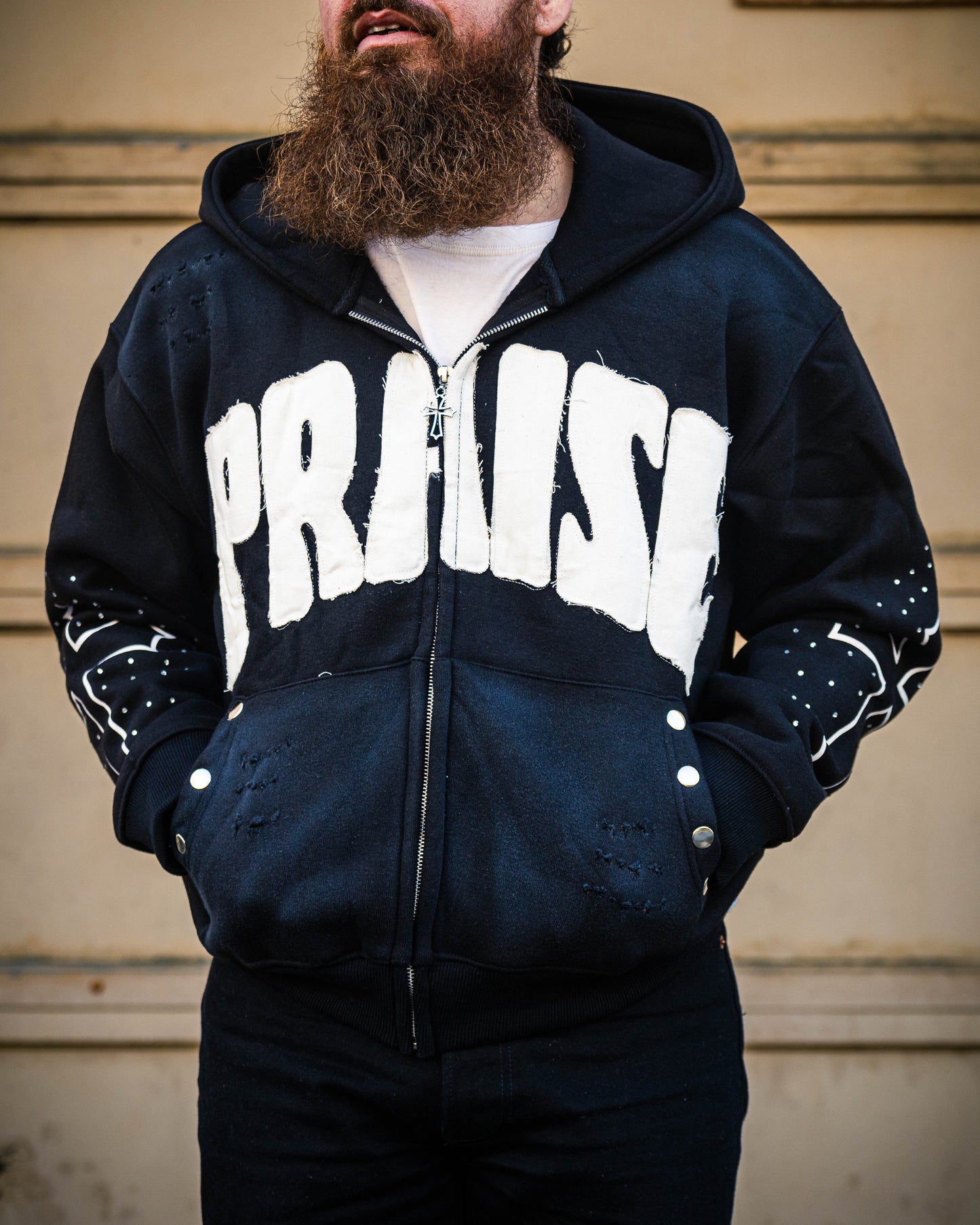 Praise Zip Up Hoodie – Black