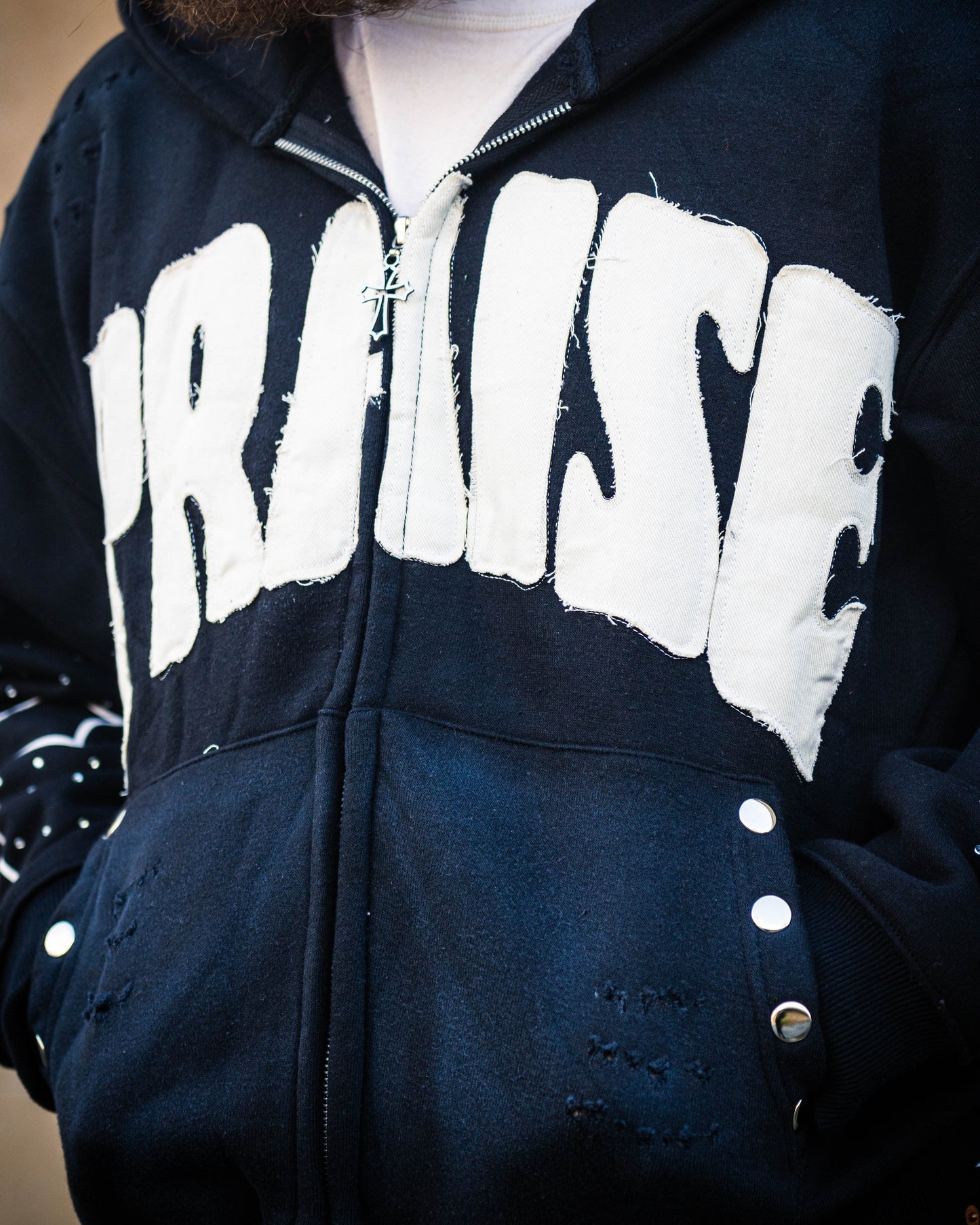 Praise Zip Up Hoodie – Black