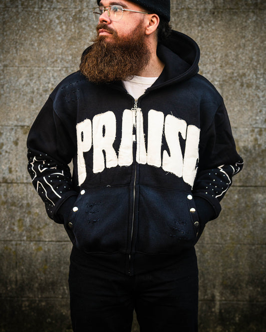 Praise Zip Up Hoodie – Black