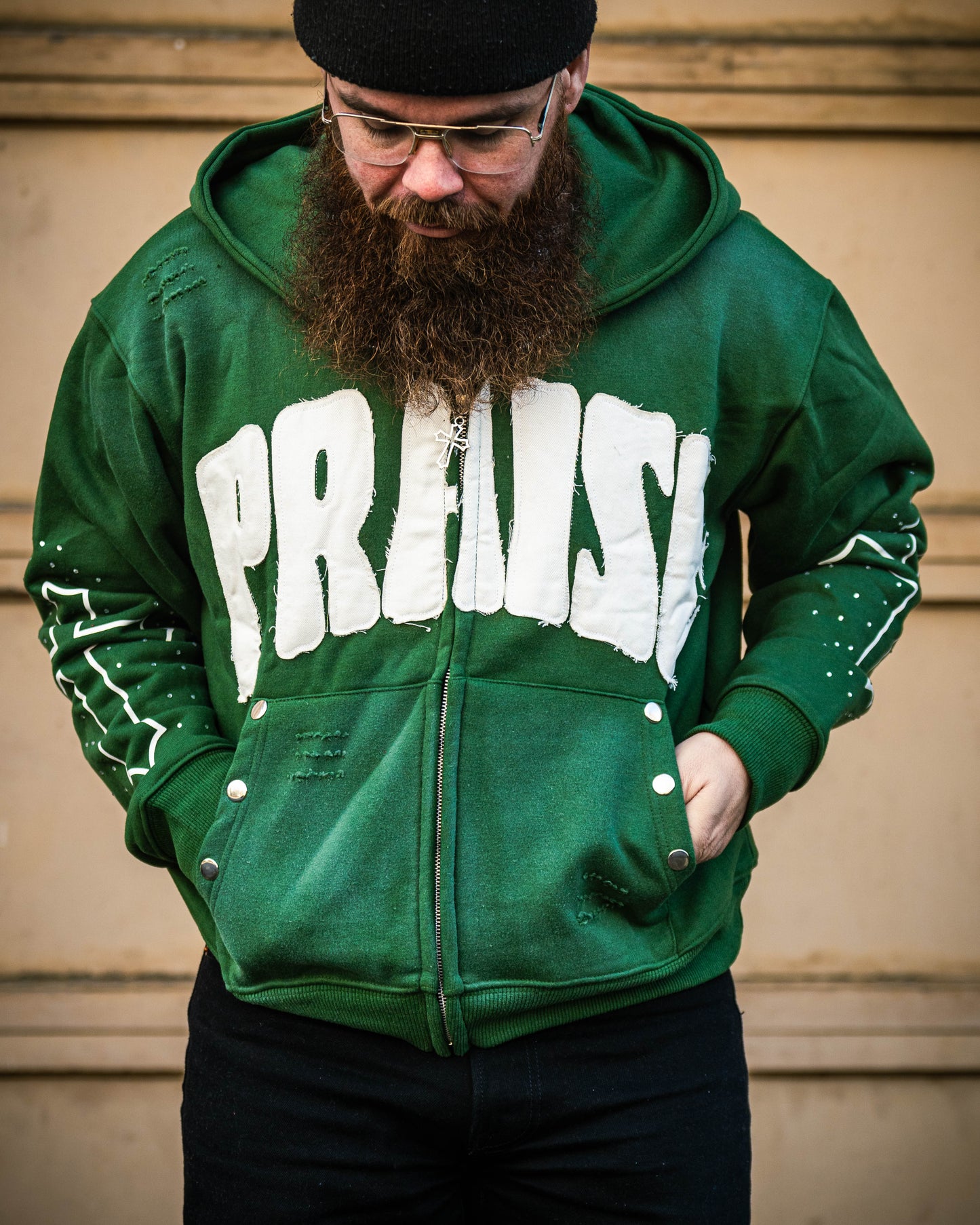 " Praise " Zip Up Hoodie – Hunter Green