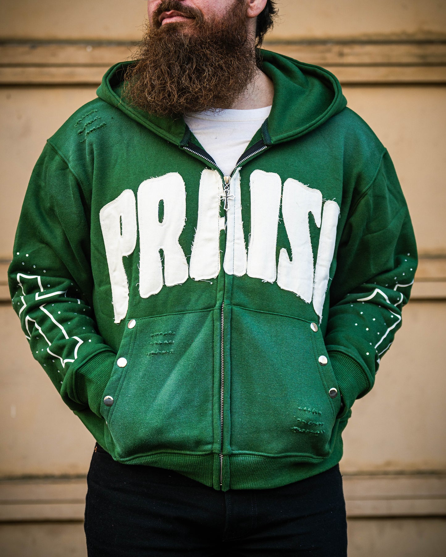 " Praise " Zip Up Hoodie – Hunter Green