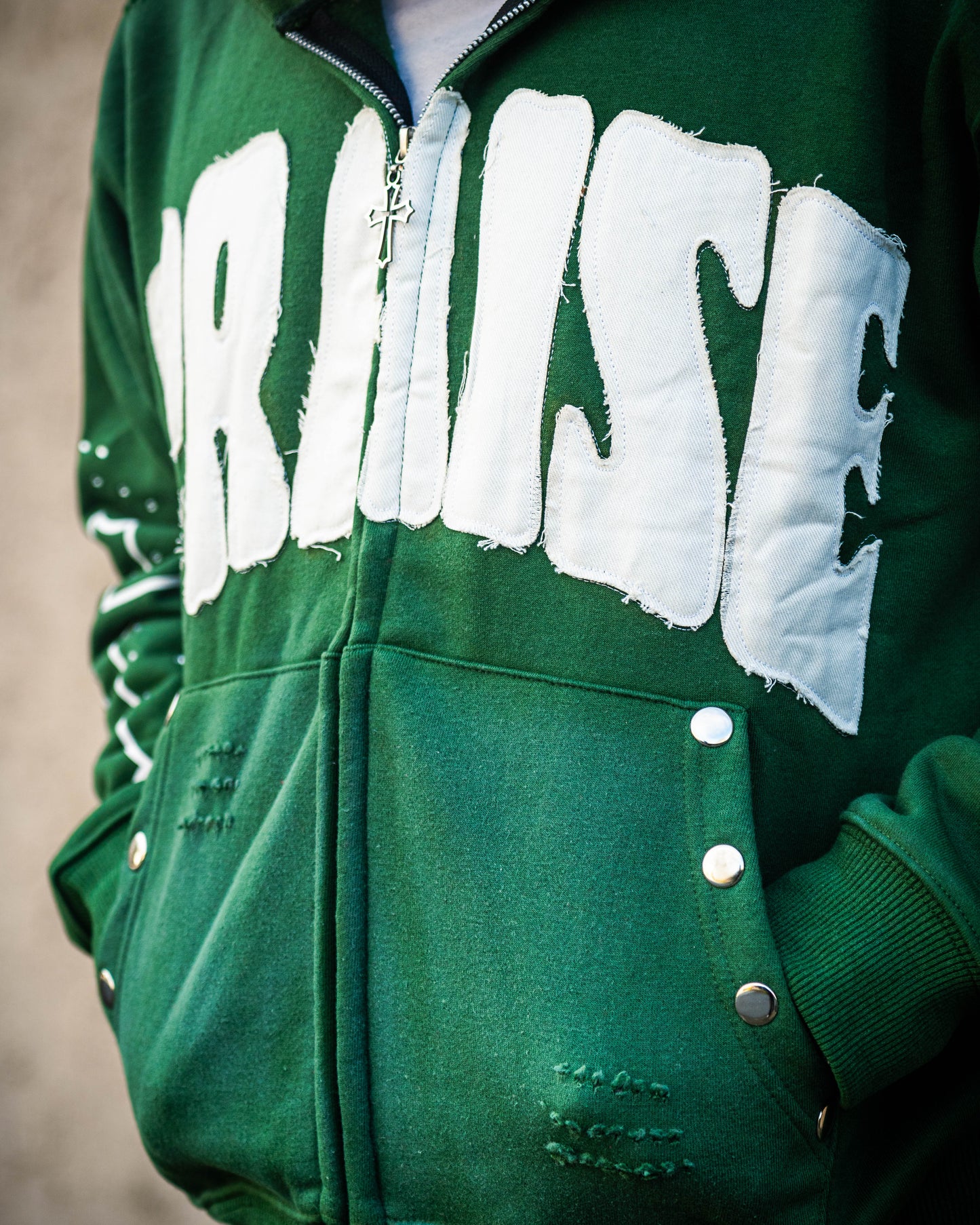 " Praise " Zip Up Hoodie – Hunter Green