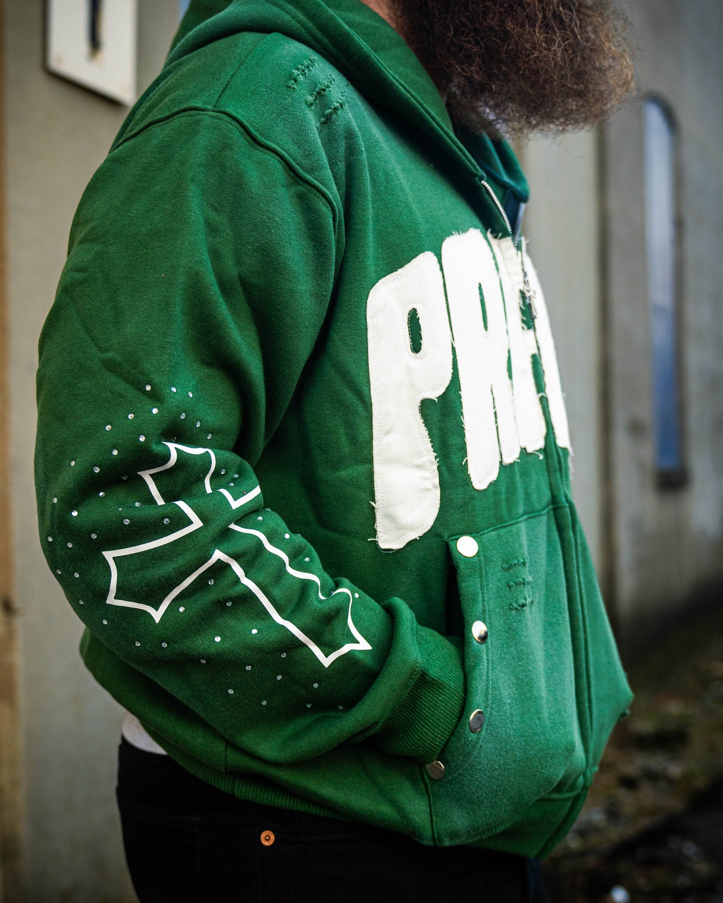 " Praise " Zip Up Hoodie – Hunter Green
