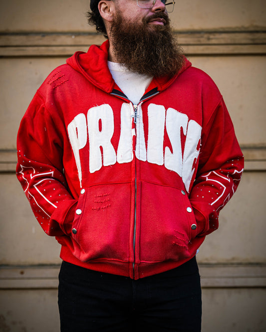 Praise Zip Up Hoodie – Red