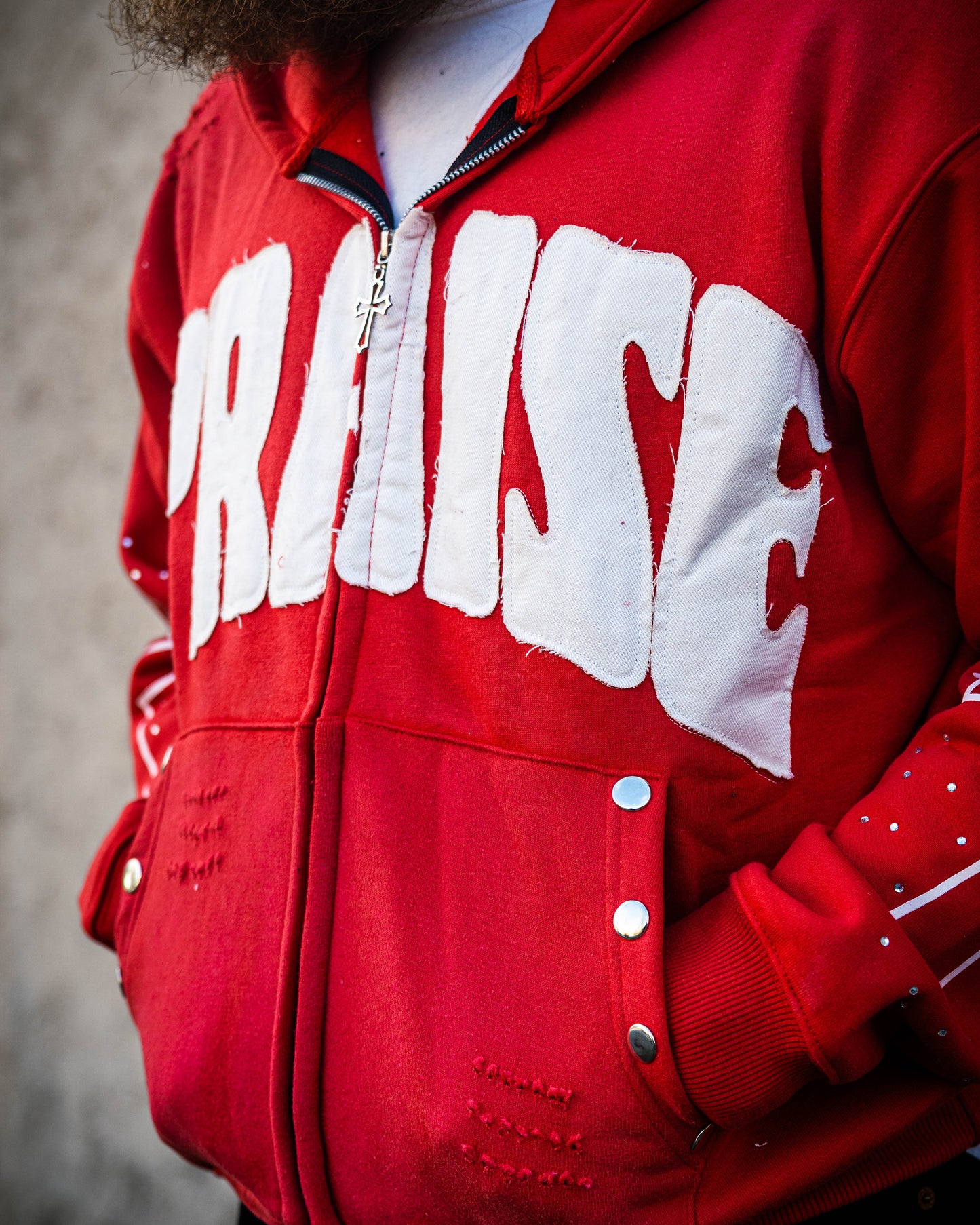 Praise Zip Up Hoodie – Red