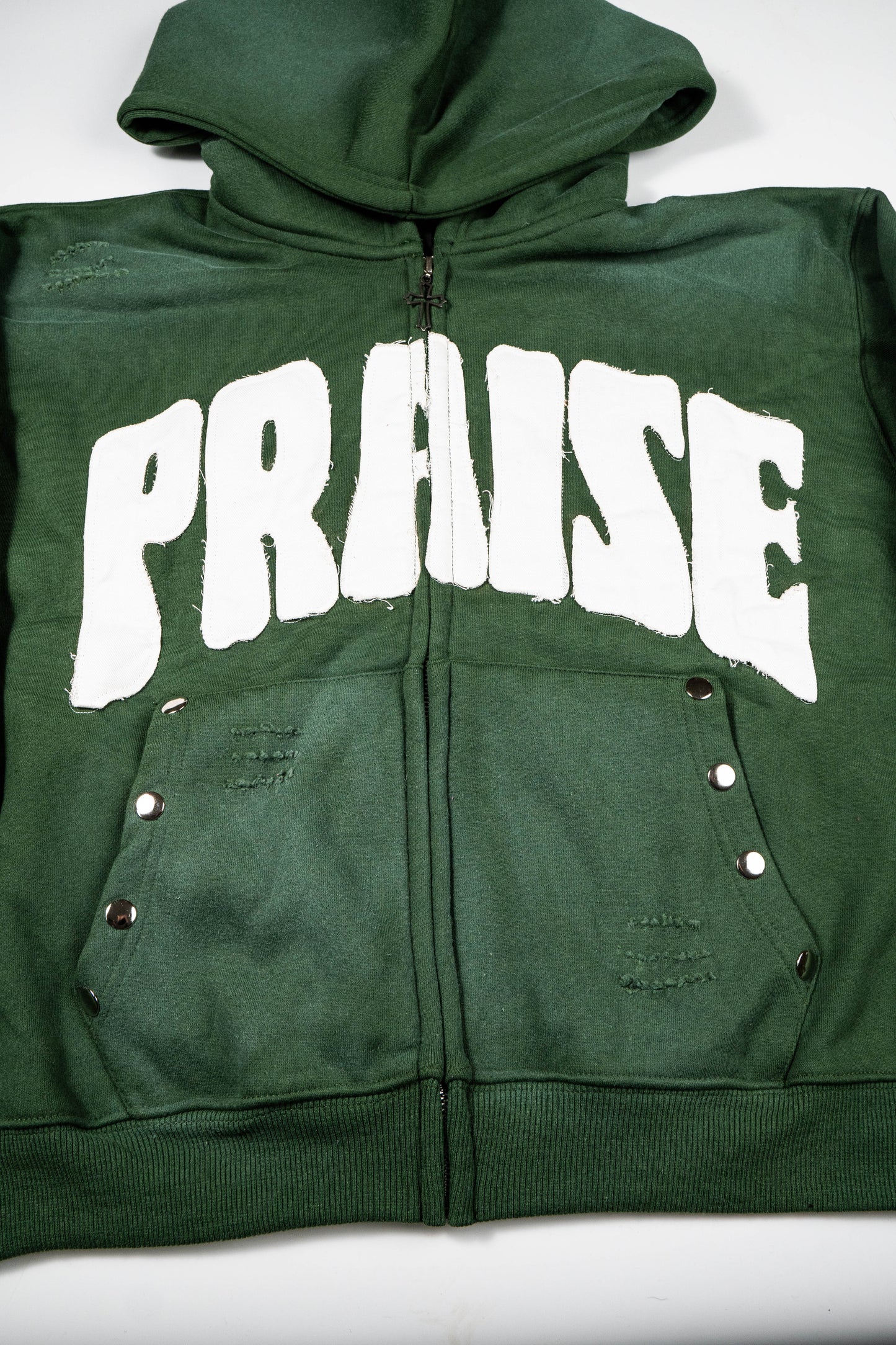 " Praise " Zip Up Hoodie – Hunter Green
