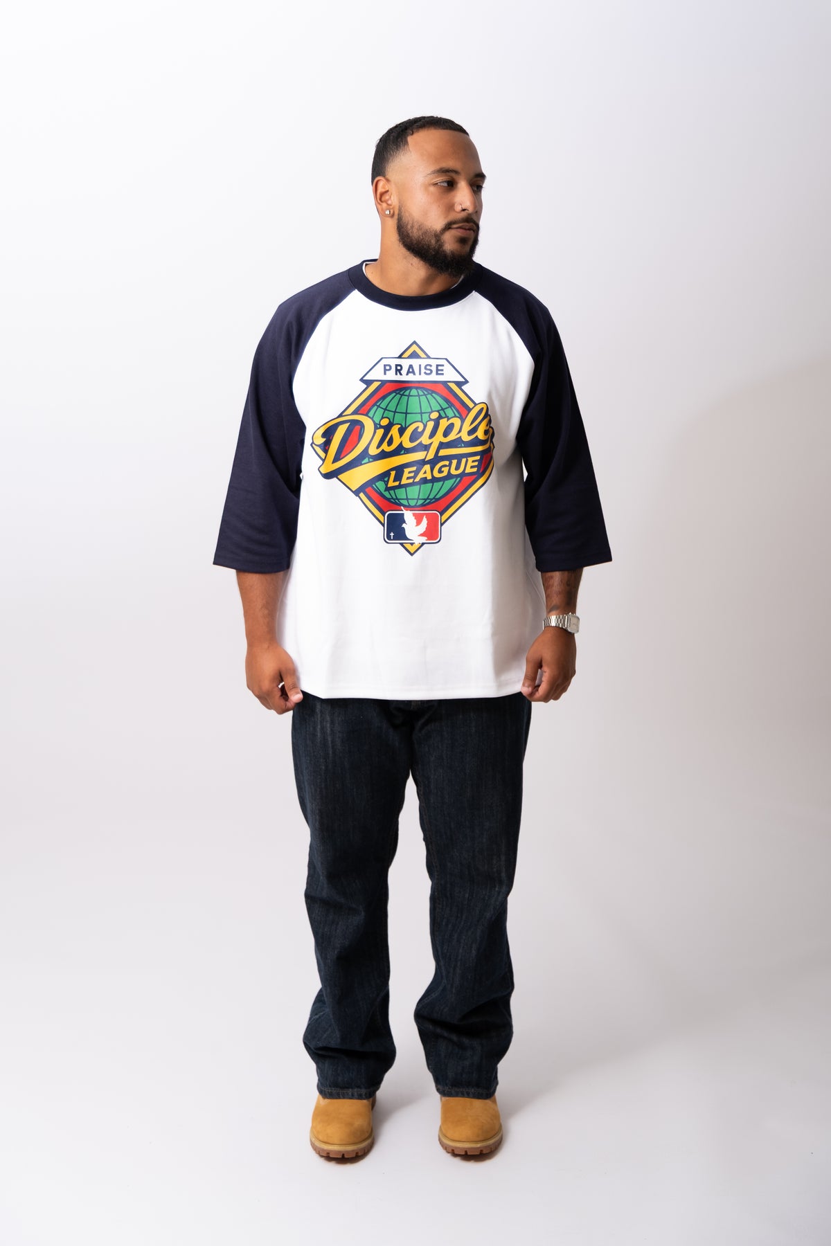 DISCIPLE LEAGUE 3/4 RAGLAN BASEBALL TEE - Navy & White