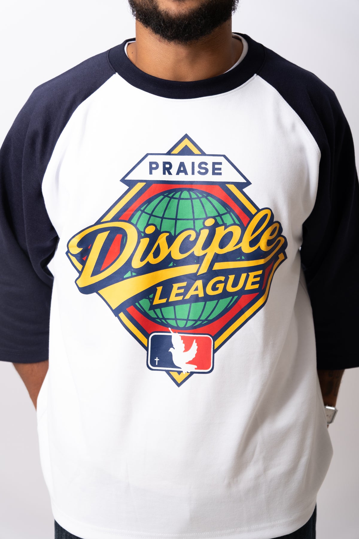 DISCIPLE LEAGUE 3/4 RAGLAN BASEBALL TEE - Navy & White