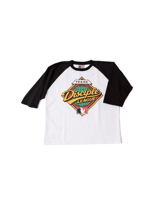 DISCIPLE LEAGUE 3/4 RAGLAN BASEBALL TEE - Black & White