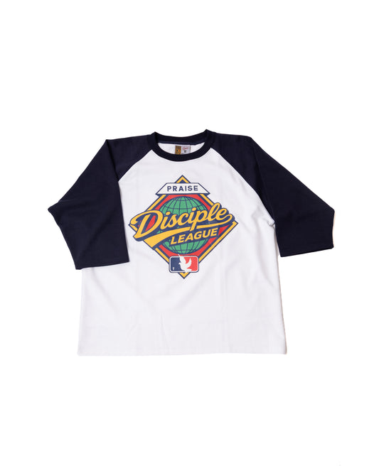DISCIPLE LEAGUE 3/4 RAGLAN BASEBALL TEE - Navy & White