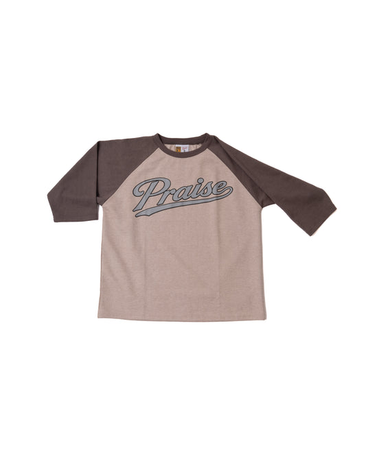 PRAISE 3/4 RAGLAN BASEBALL TEE - Charcoal & Grey