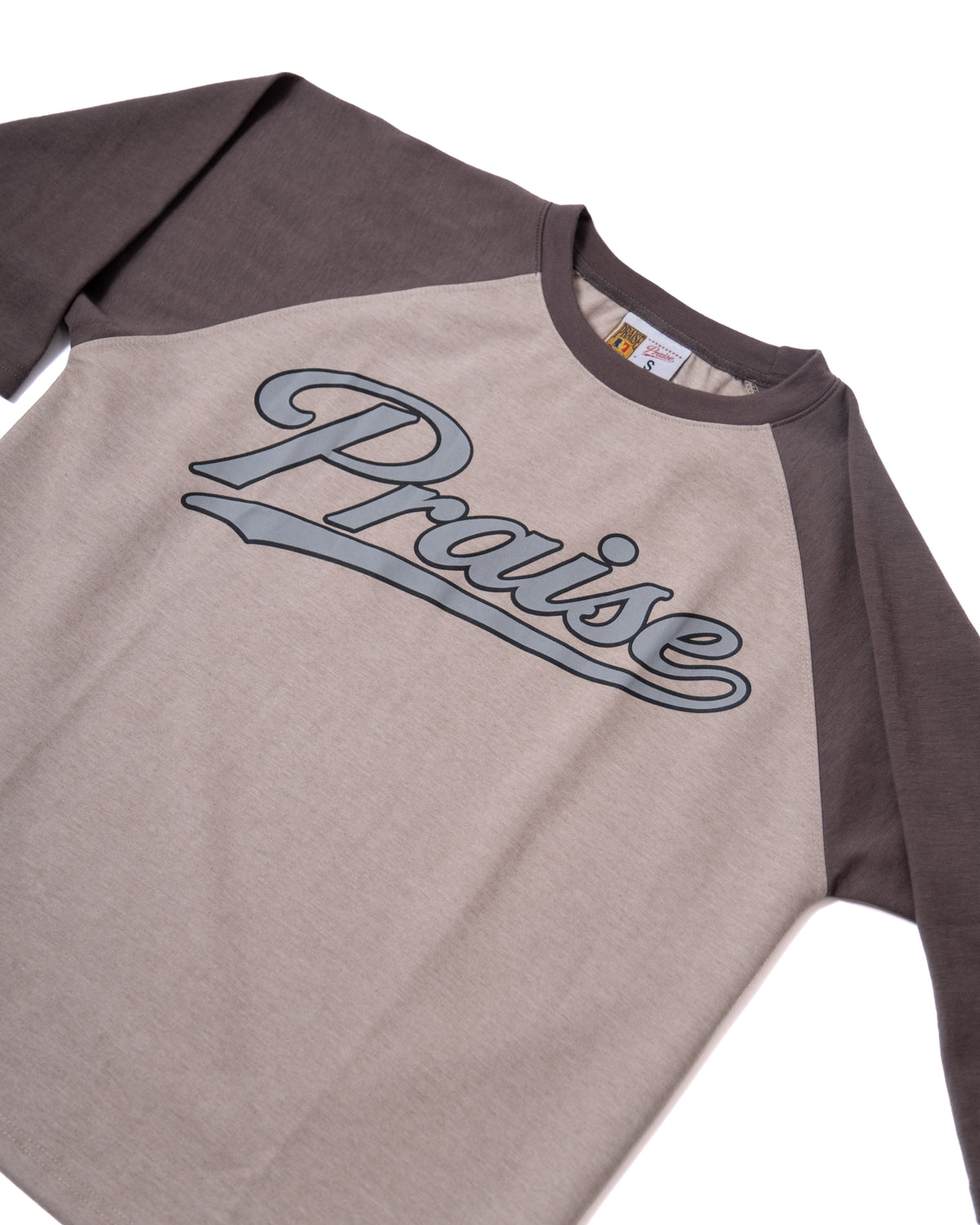 PRAISE 3/4 RAGLAN BASEBALL TEE - Charcoal & Grey