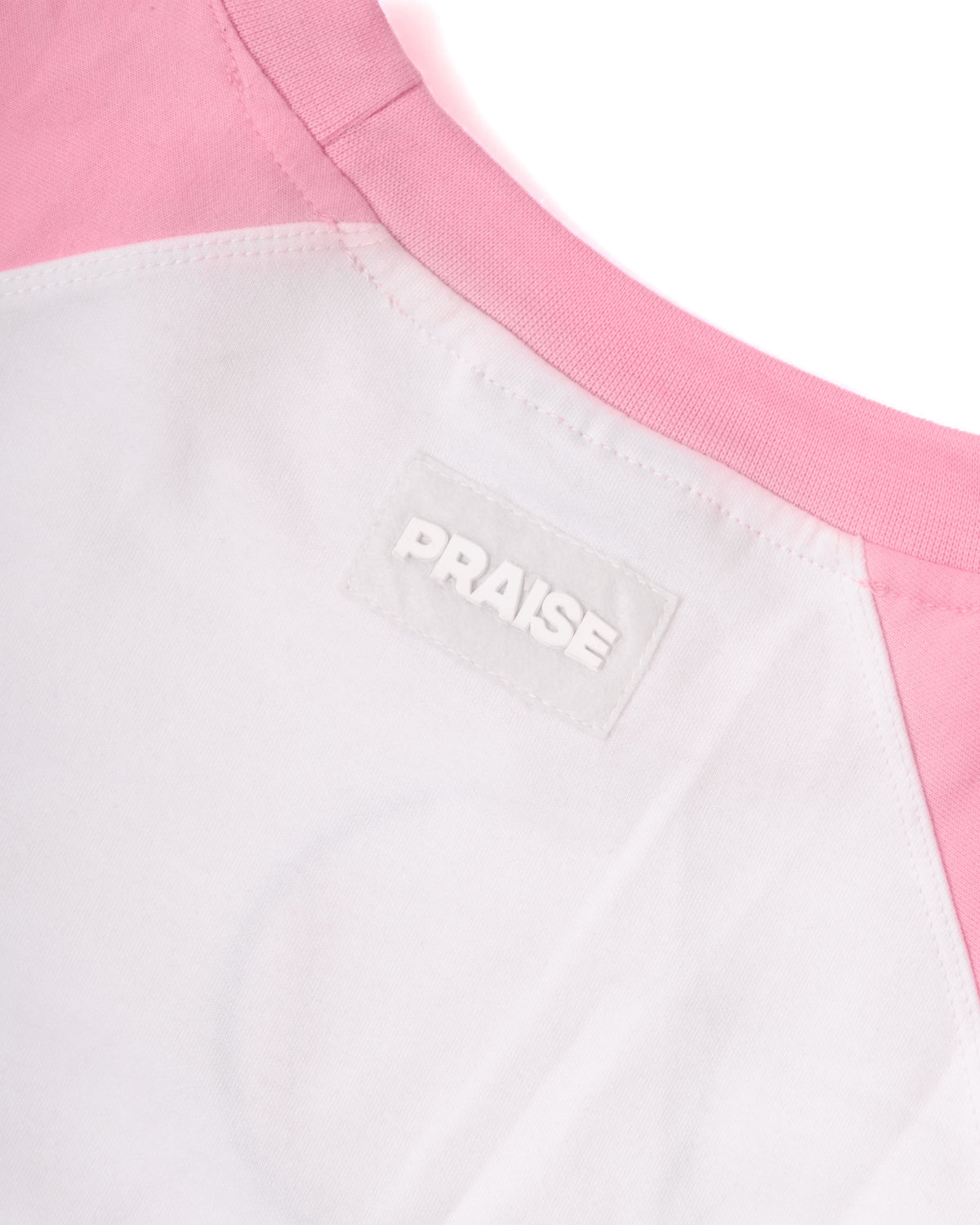 PRAISE 3/4 RAGLAN BASEBALL TEE - Pink & White