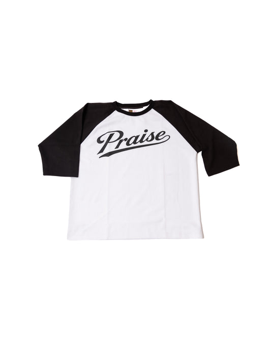 PRAISE 3/4 RAGLAN BASEBALL TEE - Black & White