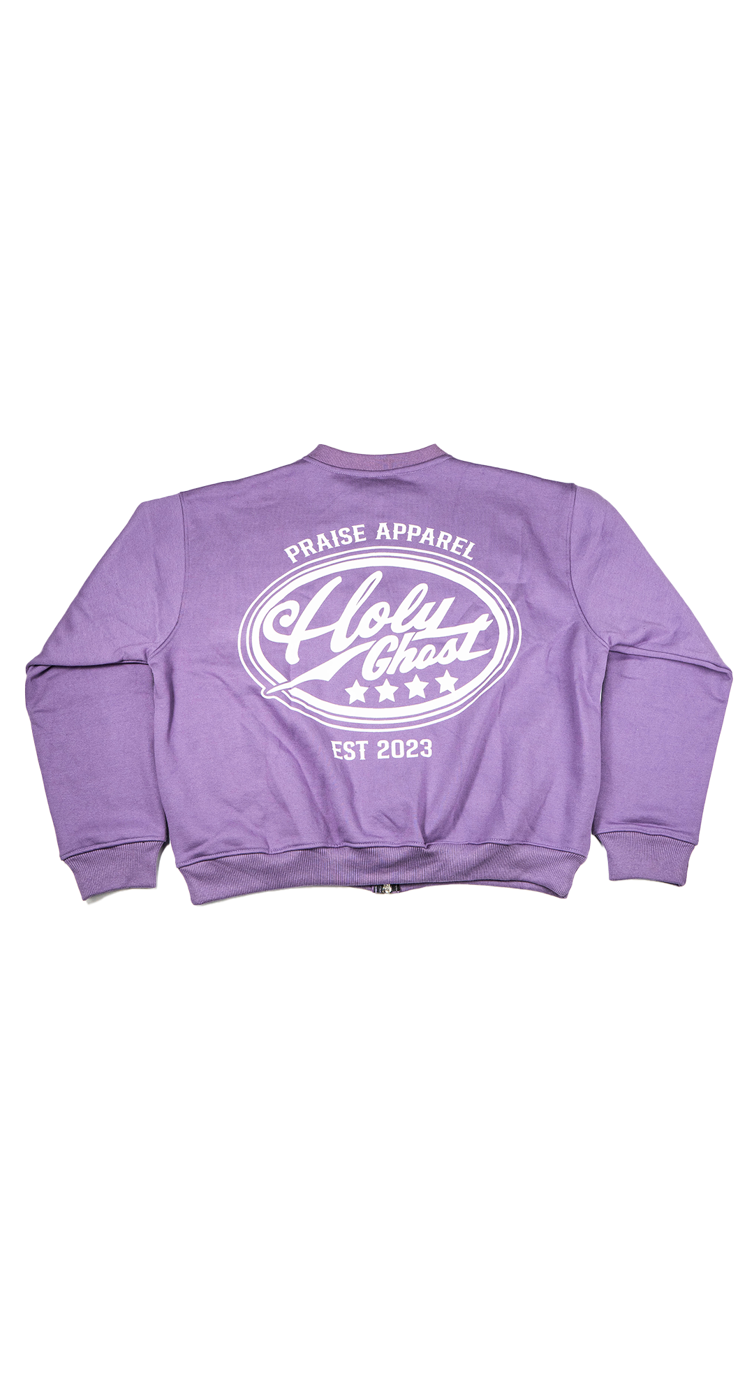 Holy Ghost  Zip Up Crew Neck - Purple