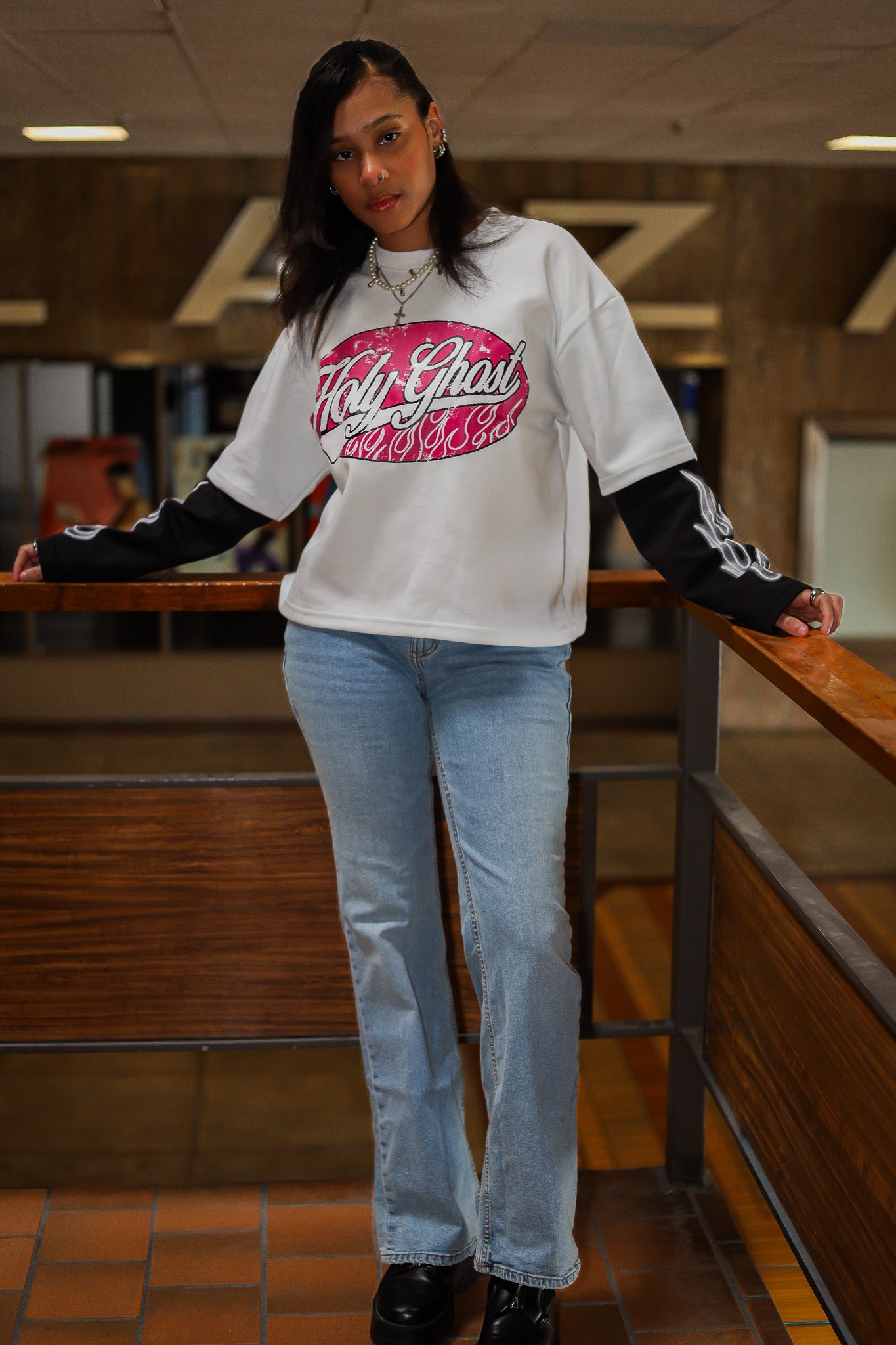 Holy Ghost Layered Tee – Pink