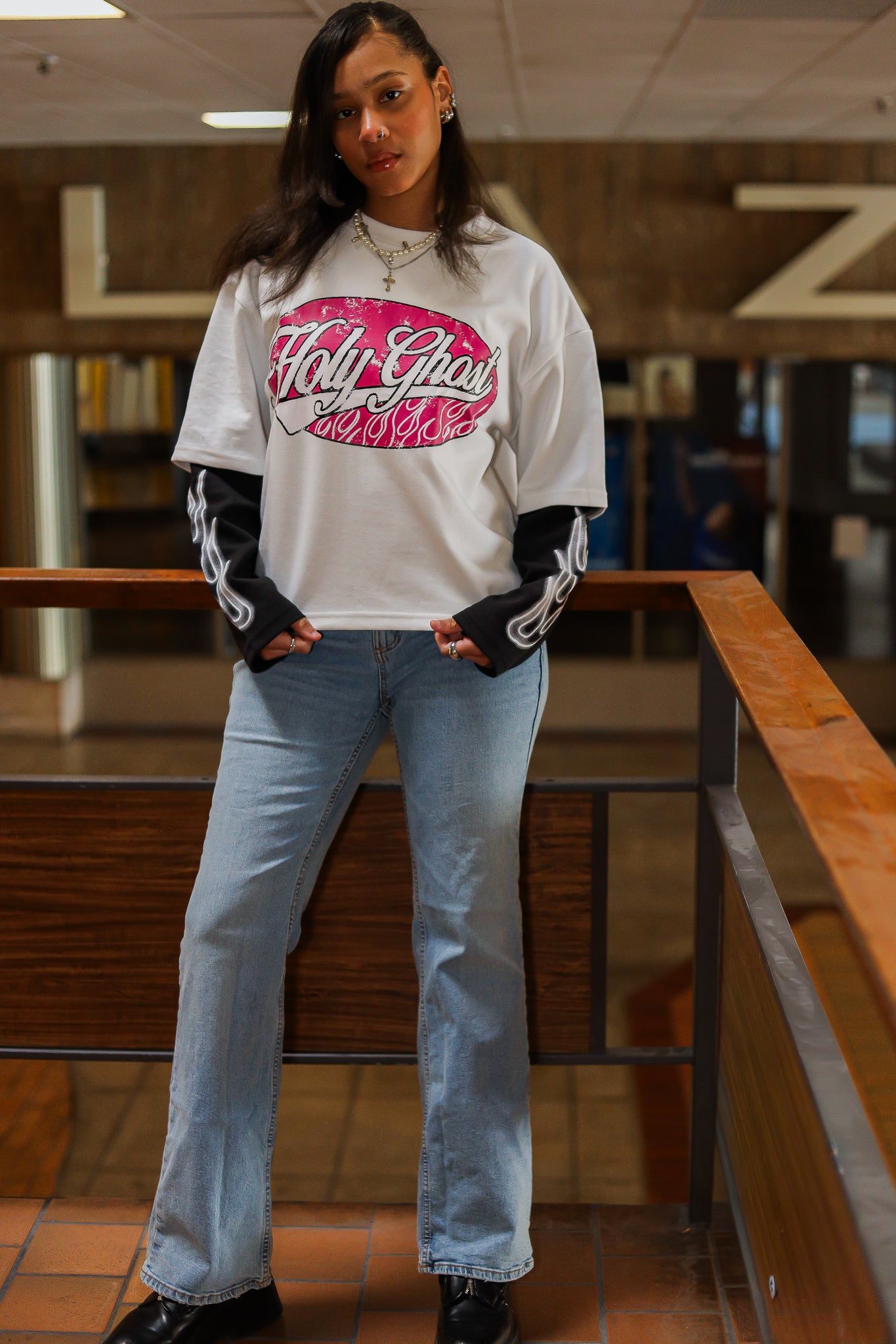 Holy Ghost Layered Tee – Pink