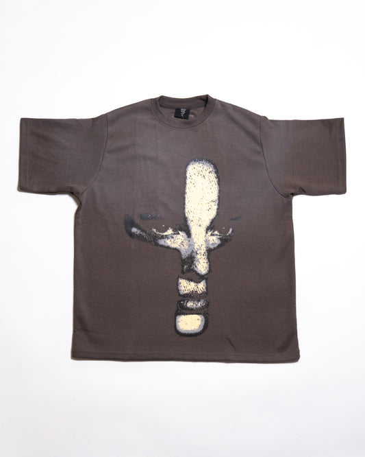 VEIL CROSS YHWH TEE – SAND | Premium Christian Streetwear by The Praise Brand